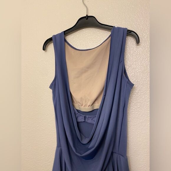 Weissman Dance Costume blue dress Matte Jersey Dress With Drape D10445 MA adult - Picture 4 of 12